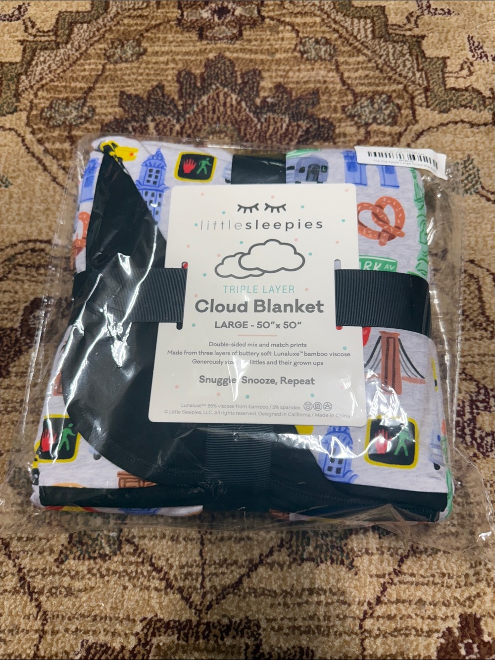 Little sleepies triple layer large cloud blanket New York City print
